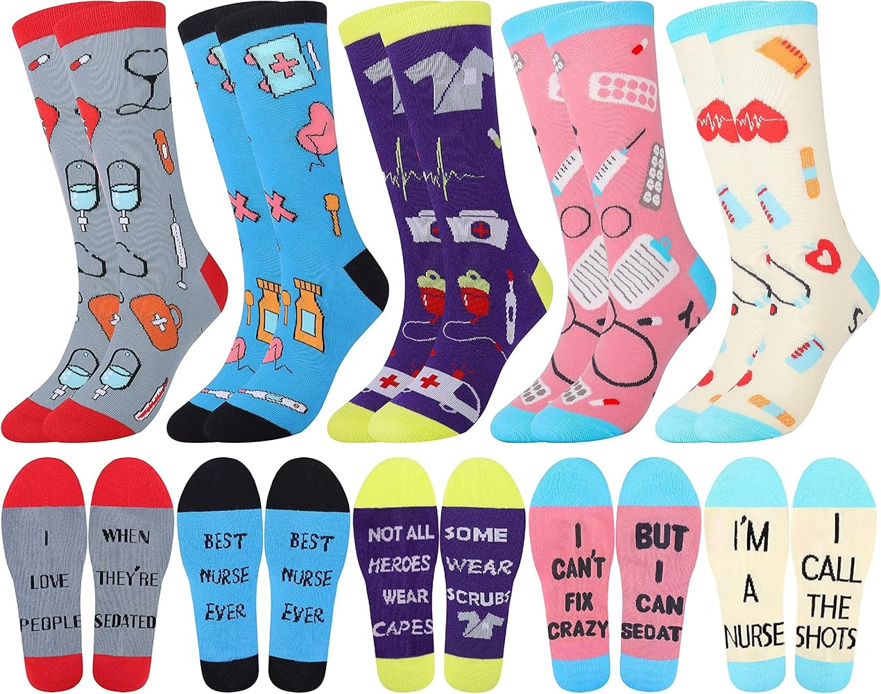 Jeasona Womens Funny Socks Plant Cat Nurse Gifts for Women Mom | Amazon (US)