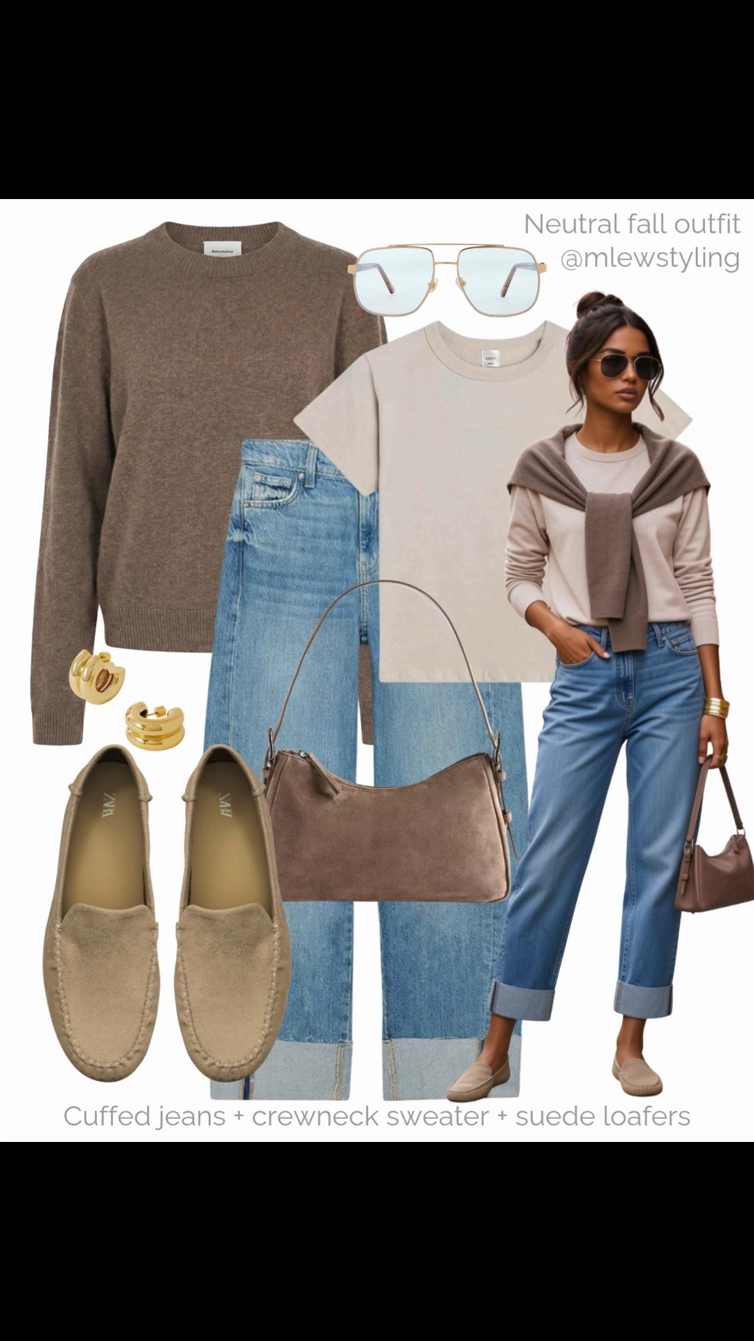 How to style your cuffed jeans for fall 🍂

Tags: neutral fall outfit, Zara cuffed jeans, Leset beige t-shirt, reformation cashmere boyfriend sweater, suede loafers, blue light glasses, double hoop gold earrings, quince suede bag, capsule wardrobe, autumn outfit formulas

#LTKjeans #LTKfall #LTKcanada