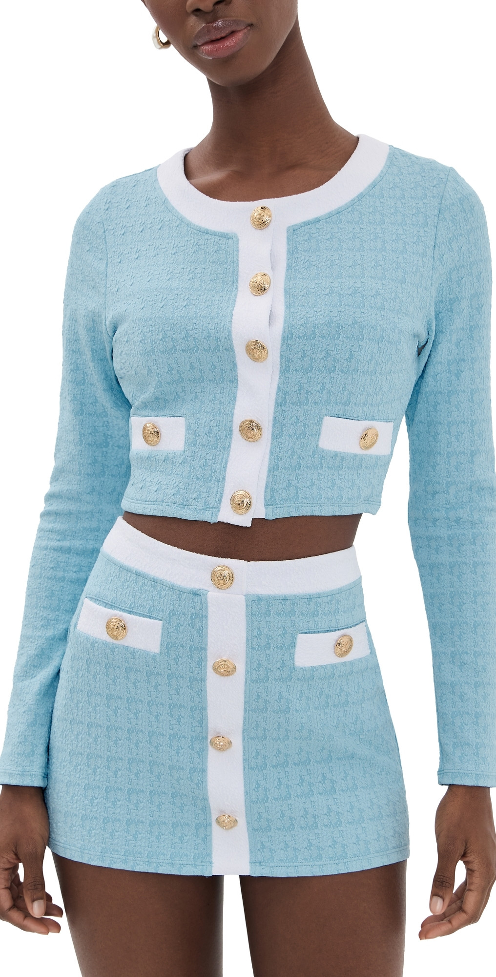 L'AGENCE Adaline Colorblock Chic Swim Cardigan Powder Blue XL | Shopbop