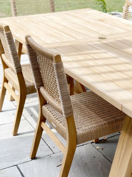 My outdoor dining table and chairs by Better Homes & Gardens at Walmart

patio teak rattan coastal chic home furniture decor 

#LTKhome #LTKSeasonal