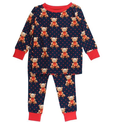 RuffleButts SoftSnooze Gender Inclusive Holiday Long Sleeve Pajama Set - Beary Christmas, 12/14 | Target