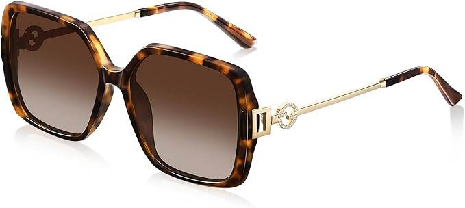 Retro Square Sunglasses for Women Oversized Vintage Style Sun Glasses UV Protection Metal Temple | Amazon (US)