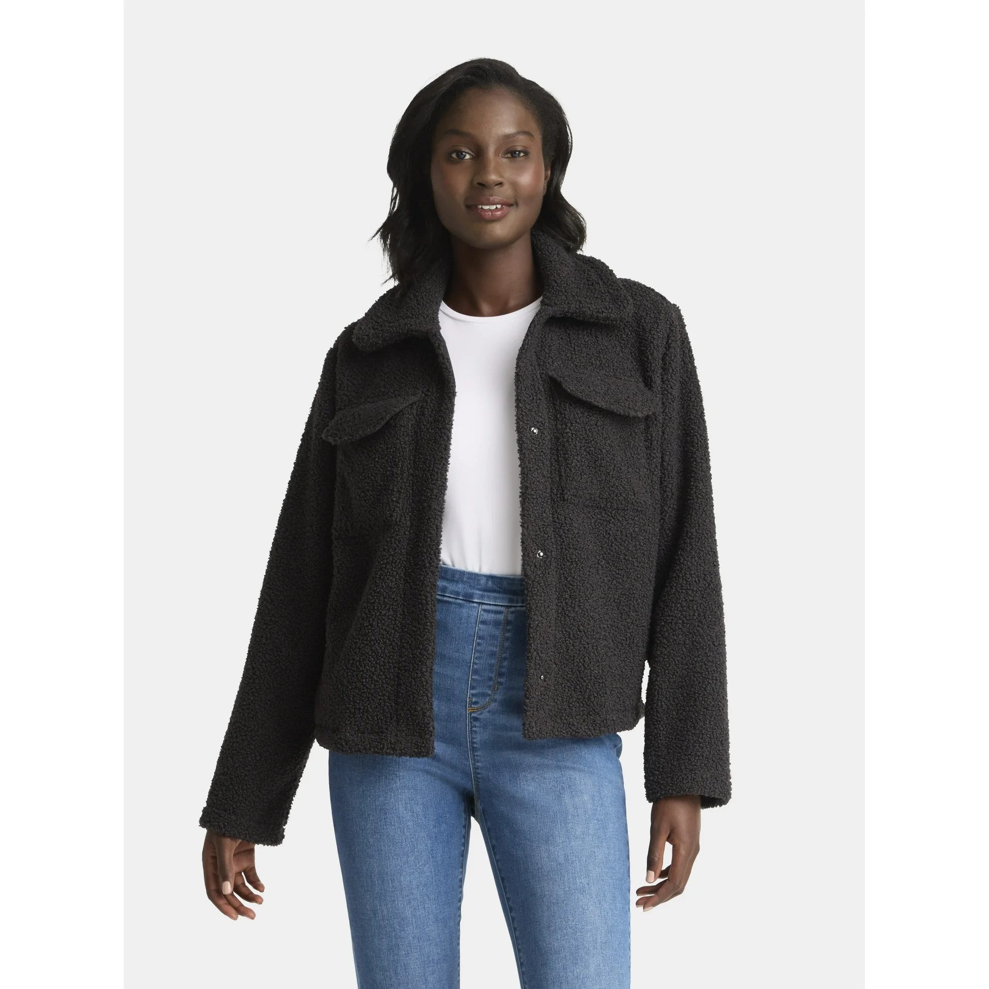 Time and Tru Women's Boucle Trucker Jacket, Midweight, Sizes XS-2X | Walmart (US)