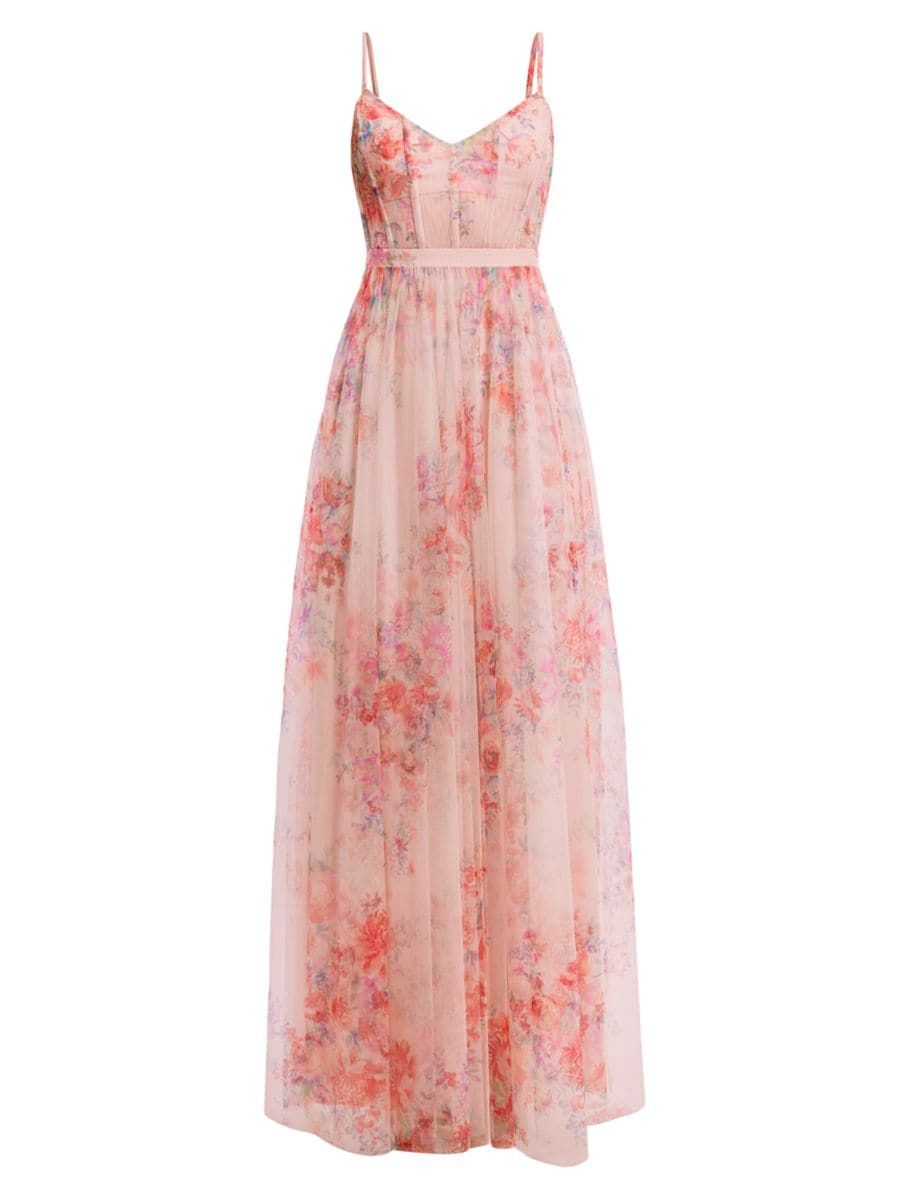 Floral Tulle Sleeveless Gown | Saks Fifth Avenue