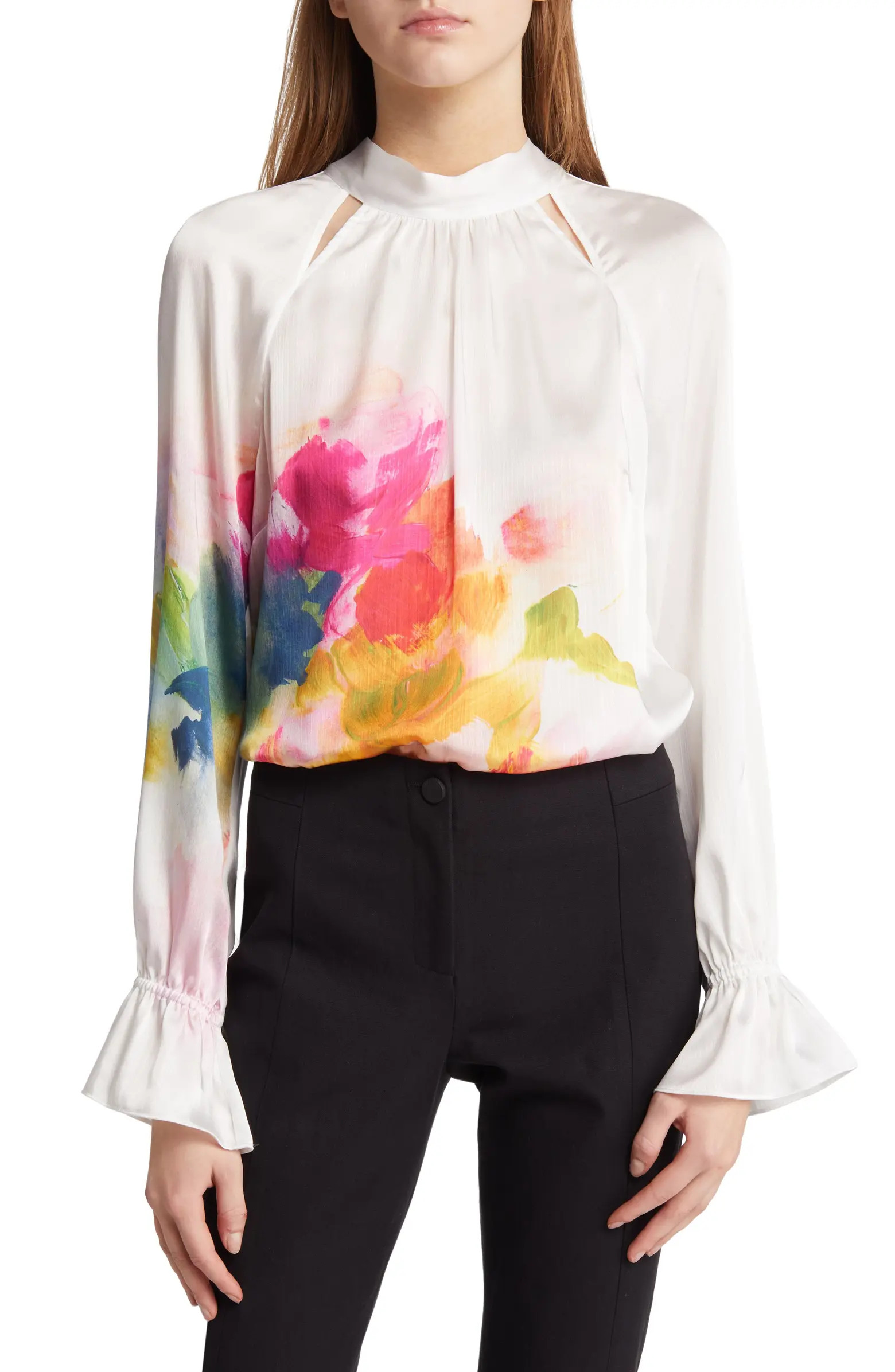 Ted Baker London Kattiyia Floral Satin Blouse | Nordstrom | Nordstrom