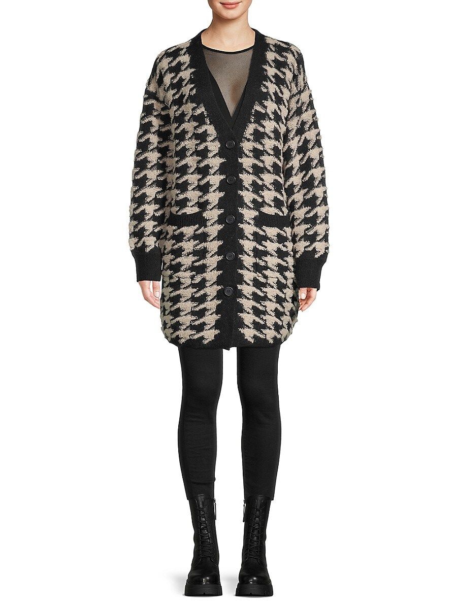 Max Studio Women's Longline Houndstooth Cardigan - Black White - Size L | Saks Fifth Avenue OFF 5TH