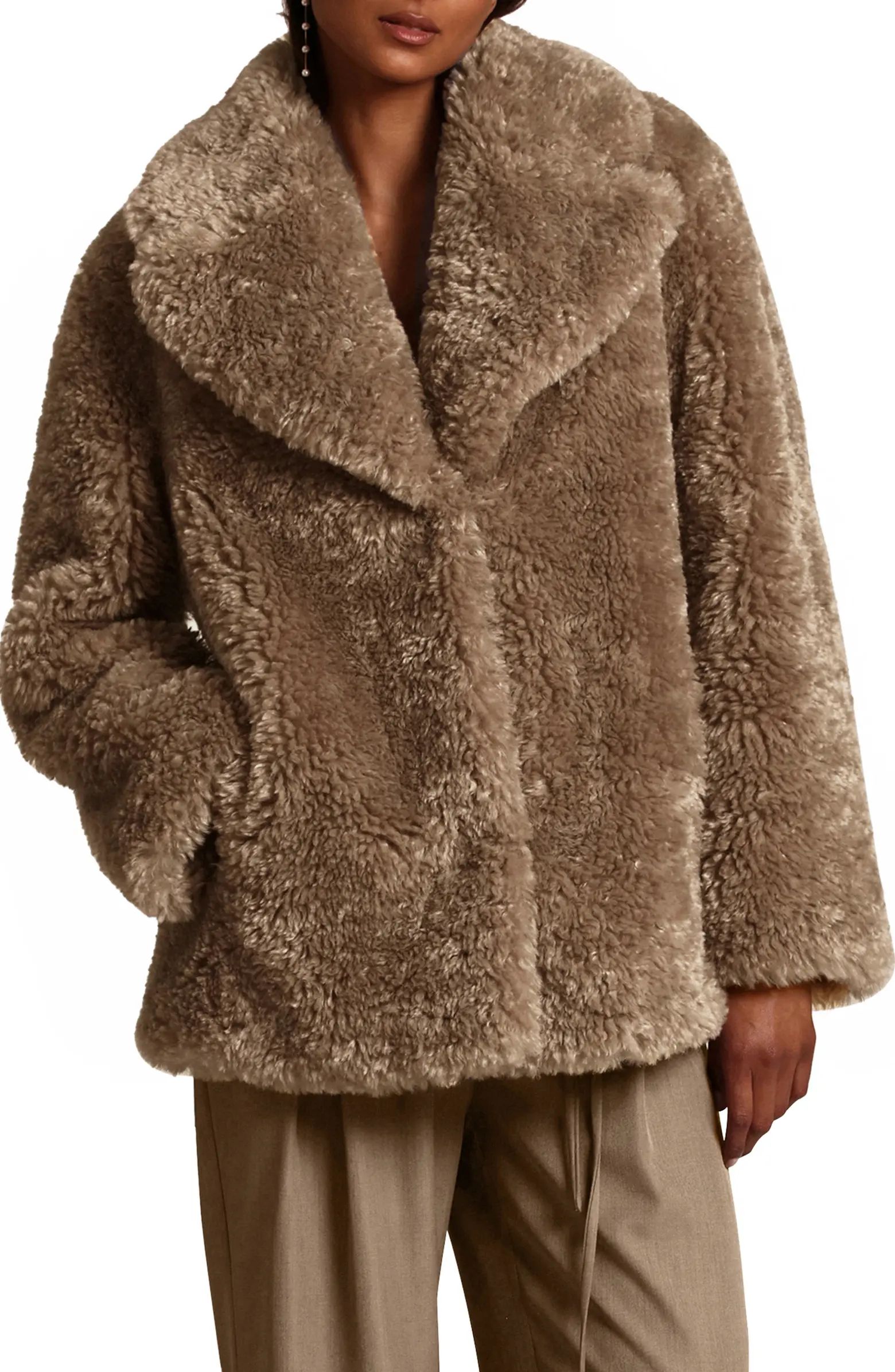 Notched Collar Faux Fur Coat | Nordstrom