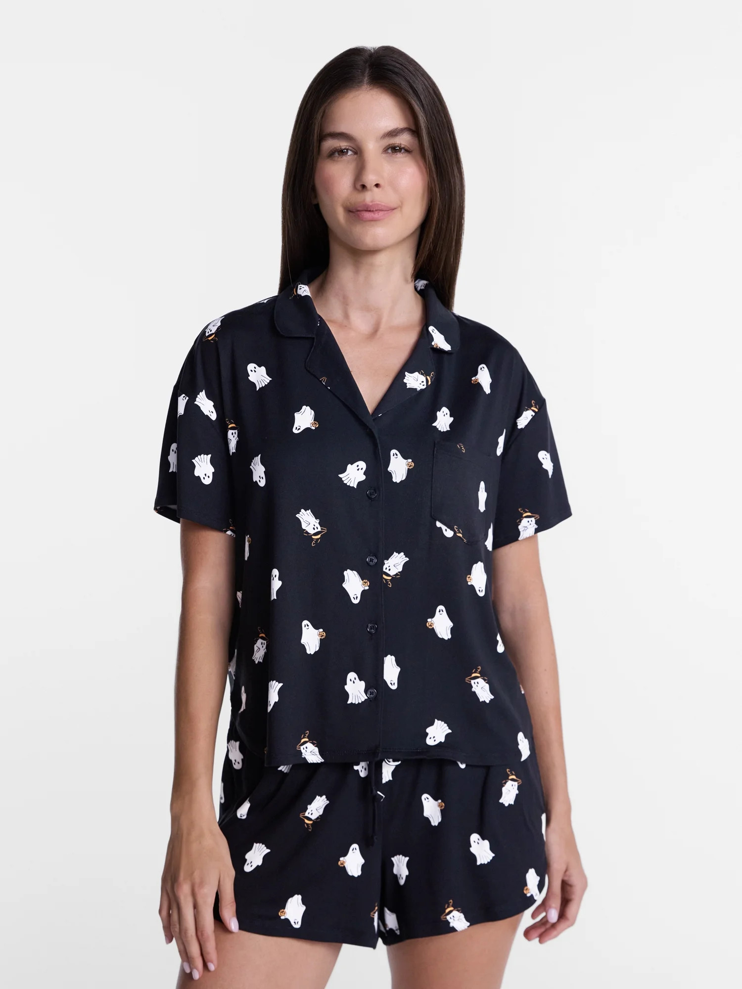 Halloween Women's Notched Top and Shorts Pajama Set from Way to Celebrate, 2-Piece, Sizes XS-3X | Walmart (US)