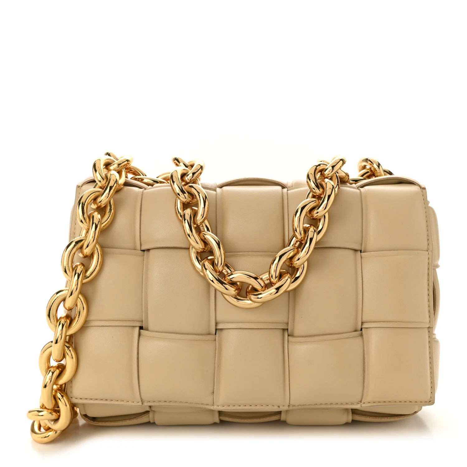 Bottega Veneta Lambskin Maxi Intreccio Padded Chain Cassette Crossbody Bag Porridge 1734804 | FASHIONPHILE (US)