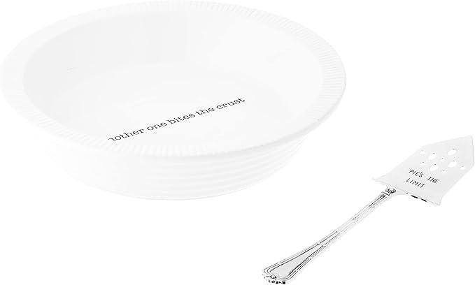 Mud Pie Circa Pie Plate with Server, White/Silver | Amazon (US)