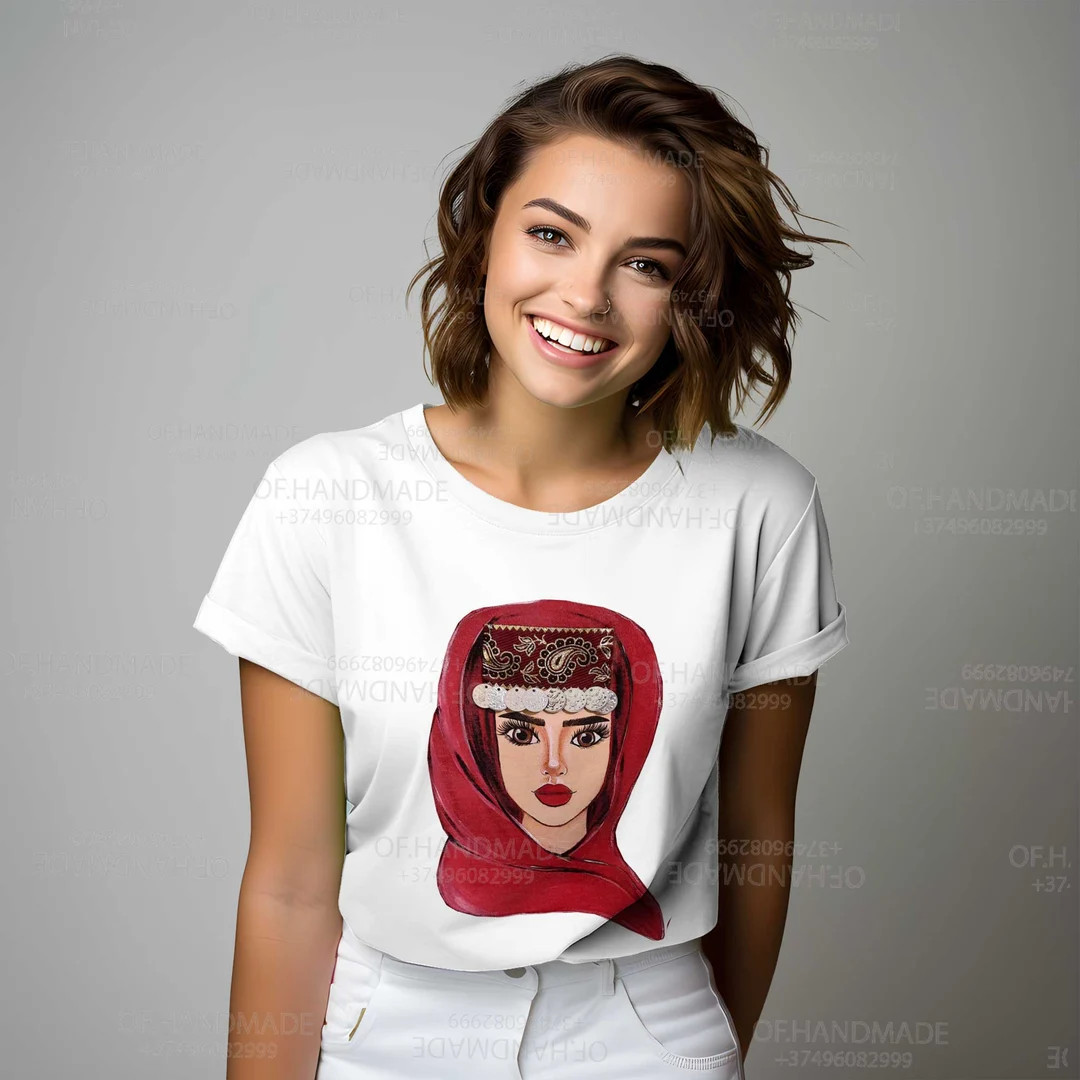 Modern Armenian Girl Outfit – Red Headscarf, Coin Headpiece and 100% Cotton Shirt | Etsy (US)