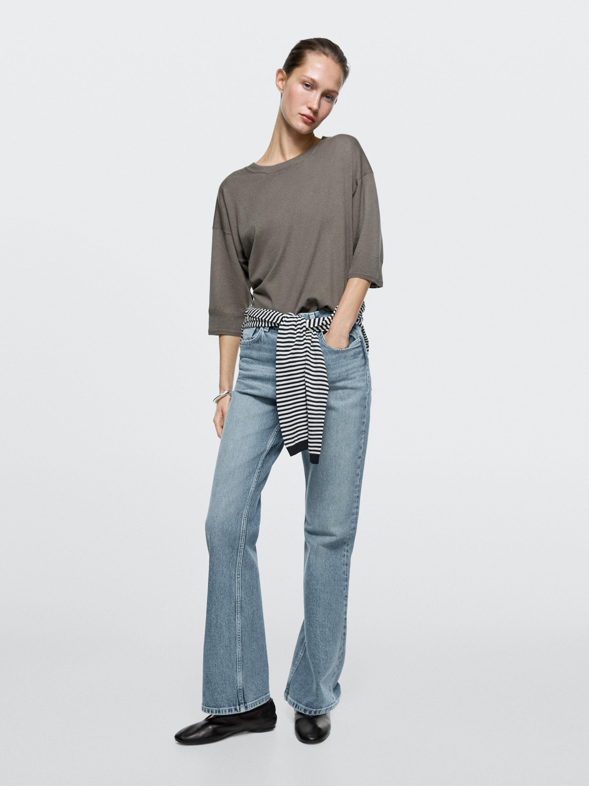 High-waist boot-cut jeans | Massimo Dutti UK
