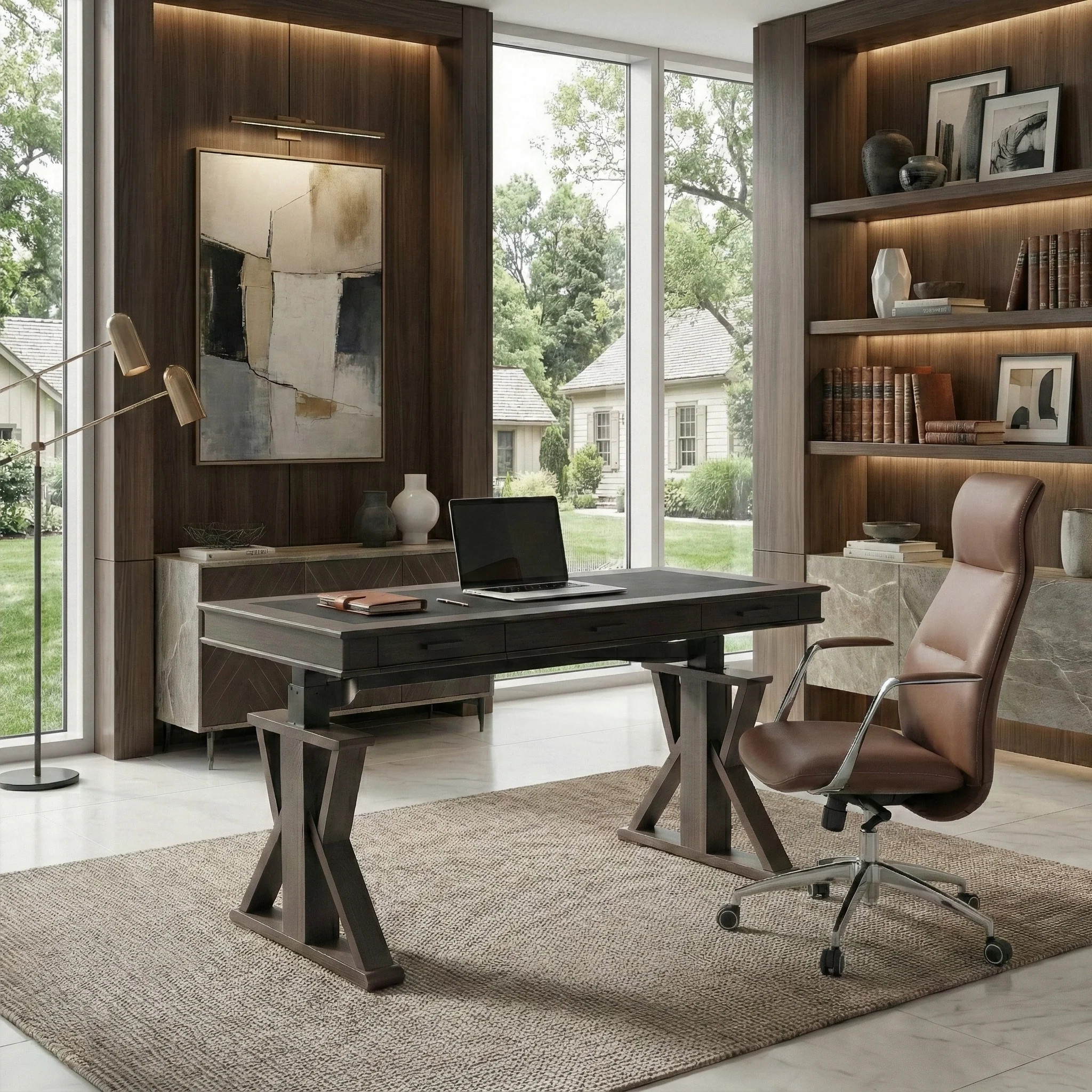 Executive Office Set: Ark X Standing Desk & Executive Office Chair - Ark X & Royal Slim-BR | Eureka Ergonomic
