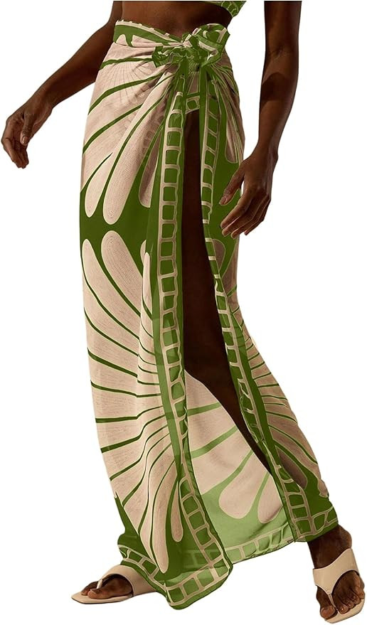 GORGLITTER Women's Floral Print Beach Sarong Coverups Skirts Mesh Swim Sarong Wraps Bikini Swimsu... | Amazon (US)