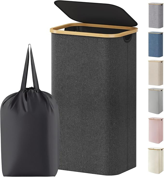 Lifewit 100L Laundry Basket with Lid, Clothes Hampers for Laundry with Bamboo Handles and 1 Remov... | Amazon (US)