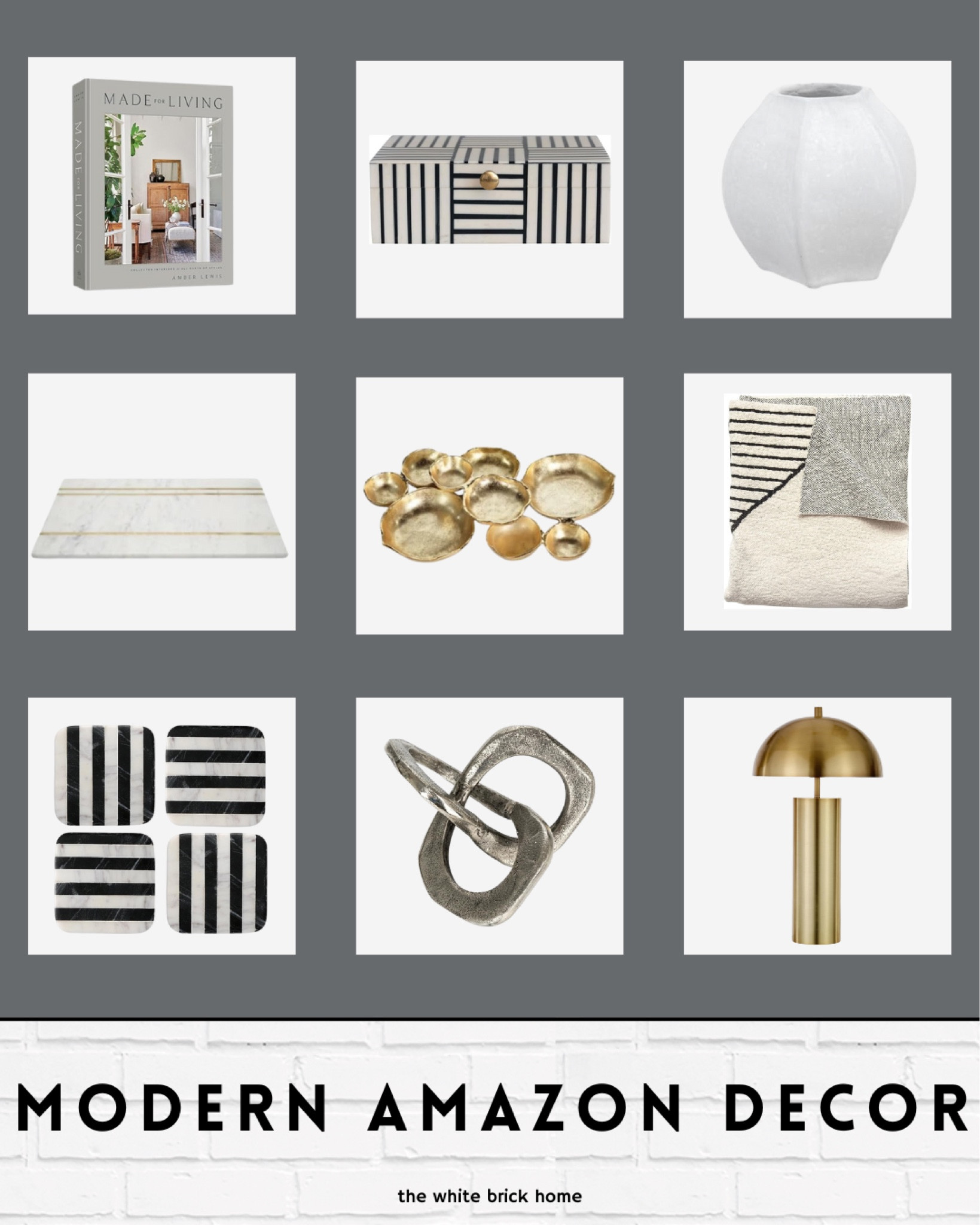 Modern home decor with a touch of brass glam! 

Amazon, Amazon home, Amazon home decor, Amazon home accessories, table lamp, coasters, shelf decor, white vase, stacked decor boxes, serving platters, throw blanket, living room decor, bedroom home decor, coffee table styling, home finds, decor objects 

#LTKHome #LTKFindsUnder50 #LTKFindsUnder100