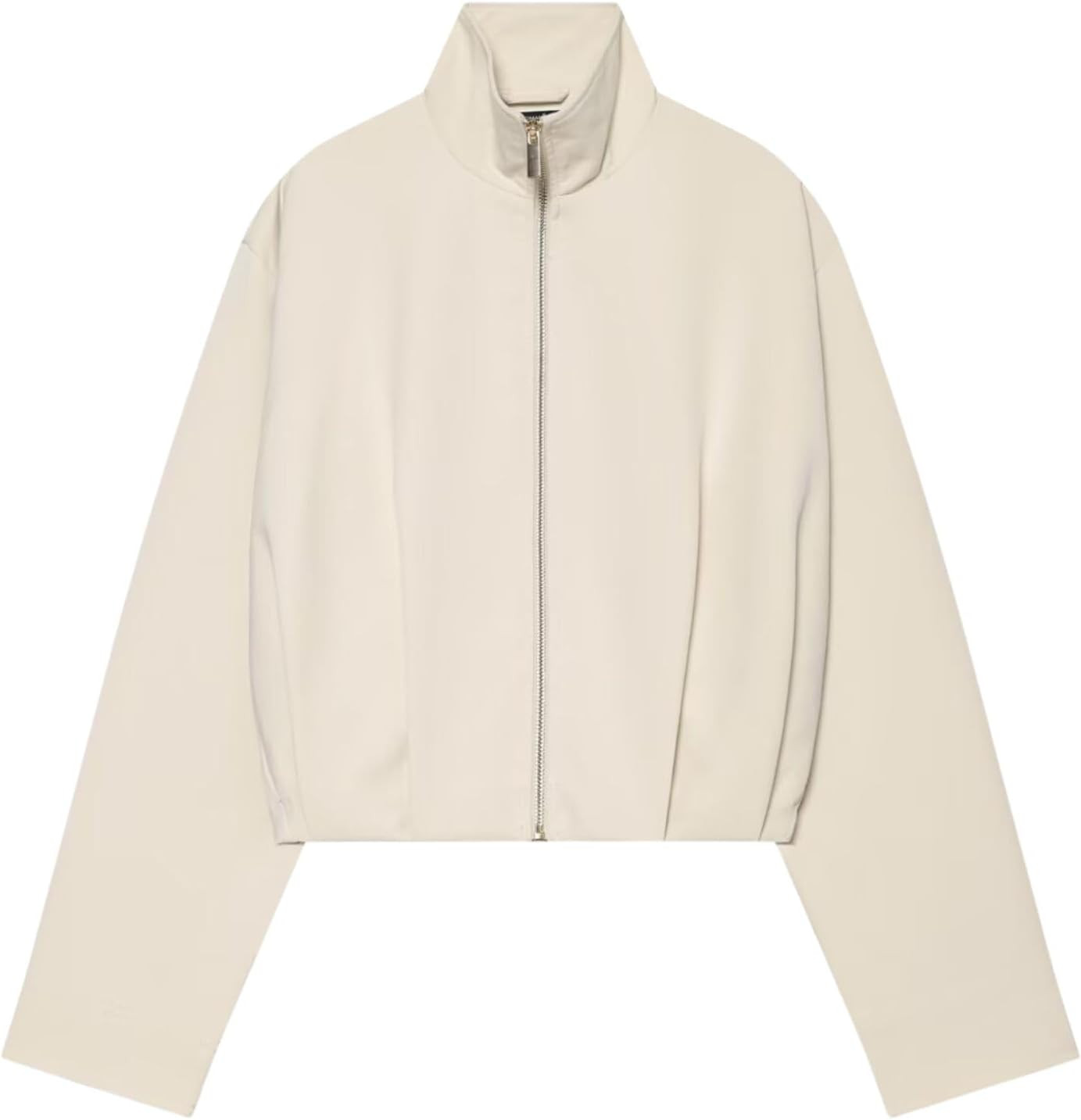 Xunger Women’s Cropped Bomber Jacket Stand Collar Zip Up Casual Coat | Amazon (US)