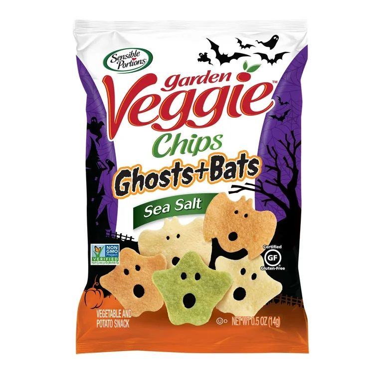 Sensible Portions Gluten-Free Ghosts & Bats Sea Salt Garden Veggie Snack Chips, 0.5 oz, 12 Count | Walmart (US)