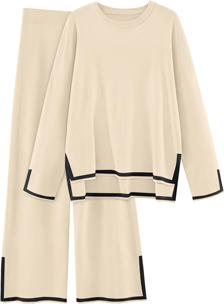 LILLUSORY Women 2 Piece Lounge Set Outfits Tracksuits Sweatsuits Long Sleeve Sweater Tops Wide Le... | Amazon (US)