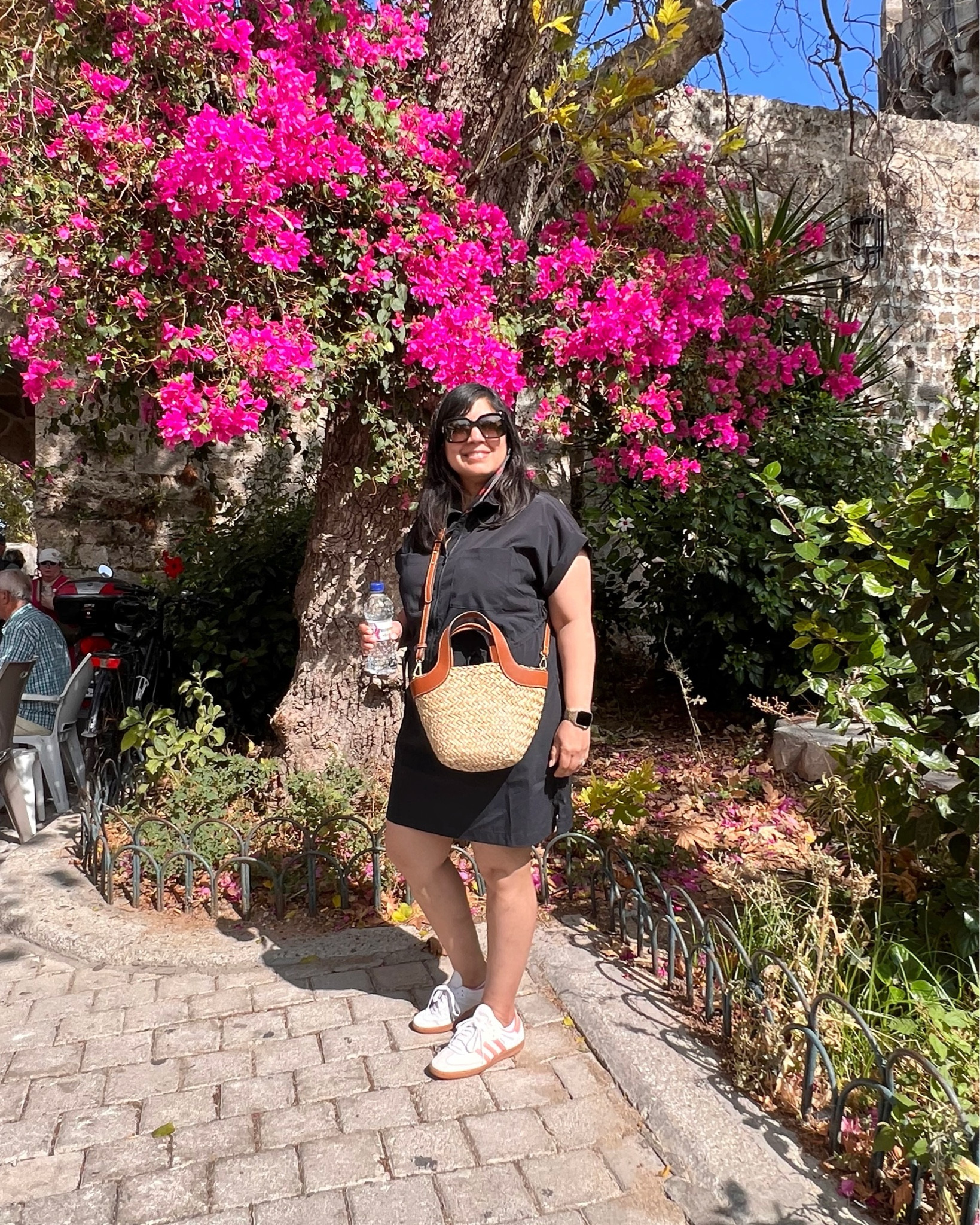 Travel outfit! This cute Athleta topspin dress is the best travel dress! Easy and lightweight to pack and very easy to wash and wear. It’s back in stock again this season and it’s ON SALE right now! Wore it in Greece last fall in size large petite. Mango straw crossbody bag no longer available but linked similar bags. Adidas Samba sneakers back in stock in this color combo in lots of sizes. (NOTE: Sizing is different so make sure you size down. I normally wear a women’s size 7.5 or 8 depending on the brand and I wear these sambas in a size 7.) Gucci sunglasses 

Spring outfit, spring outfits, sneakers, Vacation essentials, vacation outfit ideas, vacation outfits, resort style, resort wear, summer dress, black dress, athletic dress, Athleta dress, summer dress, dresses, athleisure dress, casual dress, everyday outfits, casual everyday dress, golf outfit, golf dress, what to wear in Europe

#LTKActive #LTKMidsize #LTKTravel