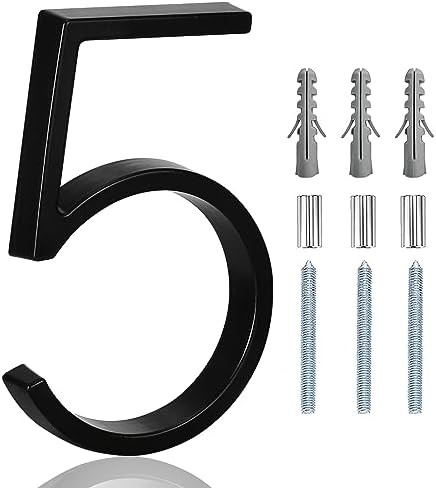 6" Stainless Steel Floating House Number 5, Metal Modern House Numbers, Mailbox Decor Number with... | Amazon (US)