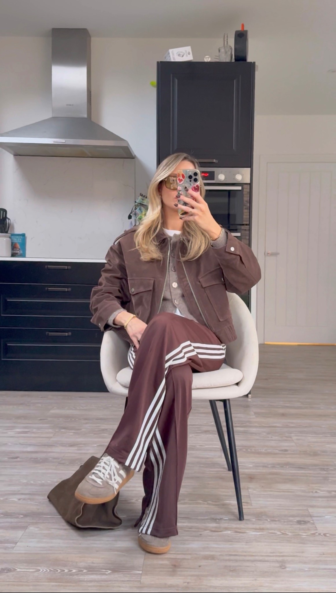 A tonal brown outfit styling adidas firebird trackpants. This faux suede bomber jacket is perfect going into spring an I wear this cardigan all the time 

Zara new 
ASOS 


#LTKspring #LTKuk #LTKstyletip