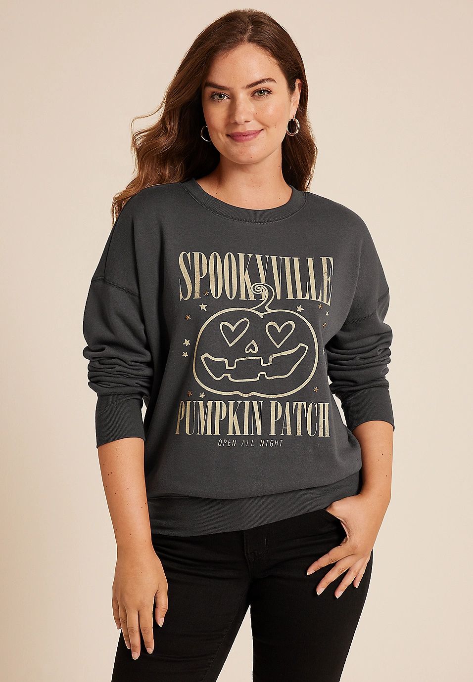 Spookyville Pumpkin Patch Oversized Fit Sweatshirt | Maurices