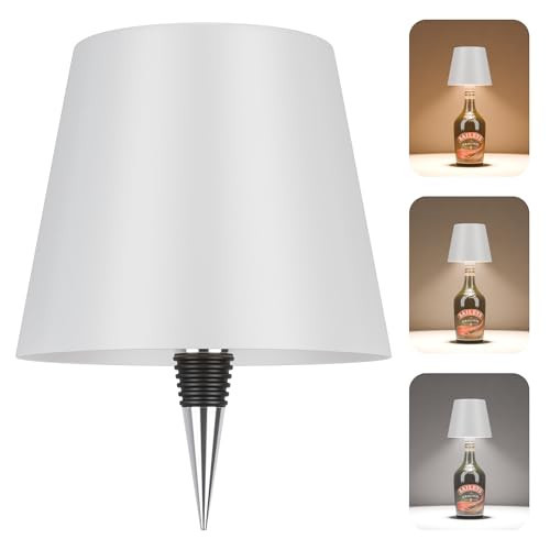 ULAROOM 2025 New Wine Bottle Lamp,LED Cordless Cork Lights Rechargeable via USB-C for Liquor Bottles,3 Color Small Dimmable Touch Decorative Lamp for Home Bar Decor,Office&Bar,Restaurant(White) | Amazon (US)