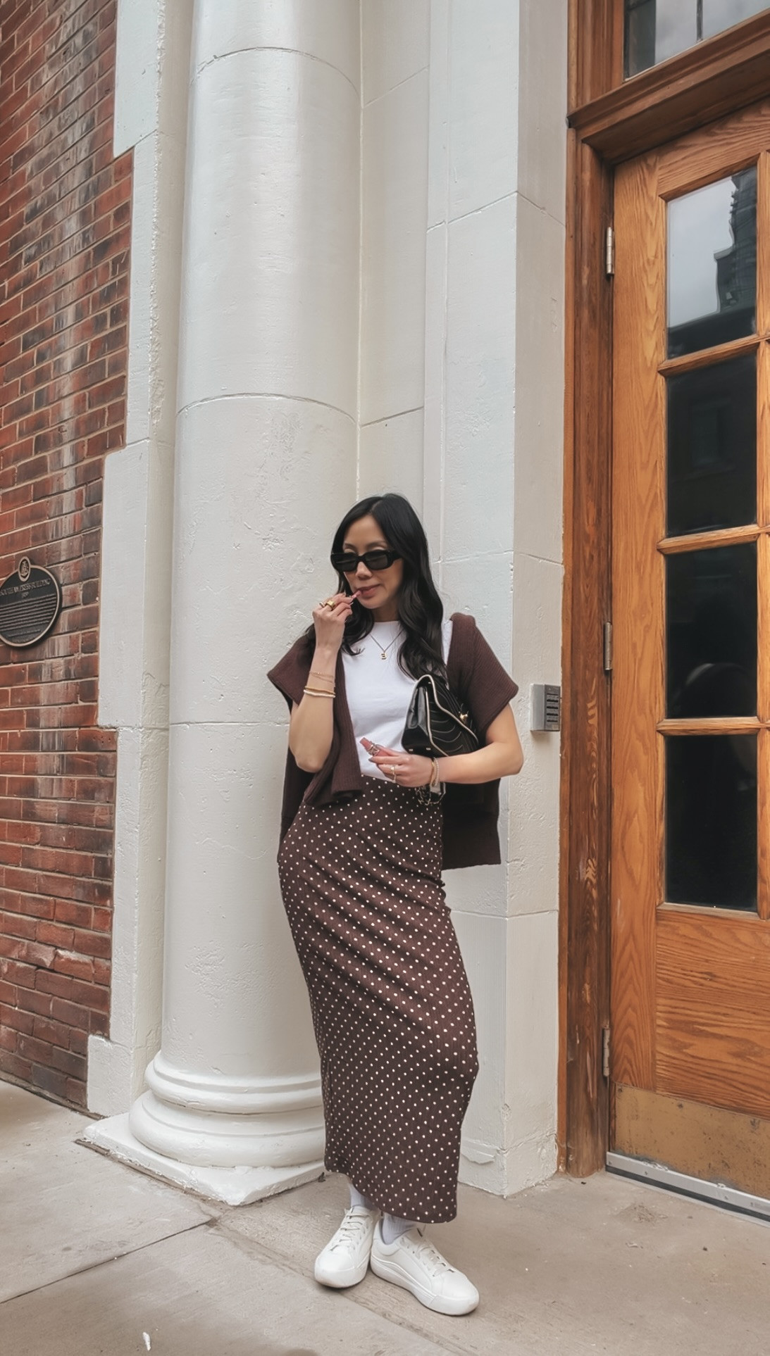 Summer Capsule Wardrobe Outfit: Polka Dot Maxi + White Sneakers
This is what a summer capsule wardrobe looks like in practice — a chocolate polka dot maxi skirt paired with a fitted white tee, a knit tossed over the shoulders and clean white sneakers. Every single piece works ten other ways. The Dr. Scholl's are a TikTok rabbit hole I don't regret. The Aritzia tee is the best white tee I've ever owned. All pieces linked and shoppable here.

 

#LTKPetite #LTKootd #LTKSeasonal