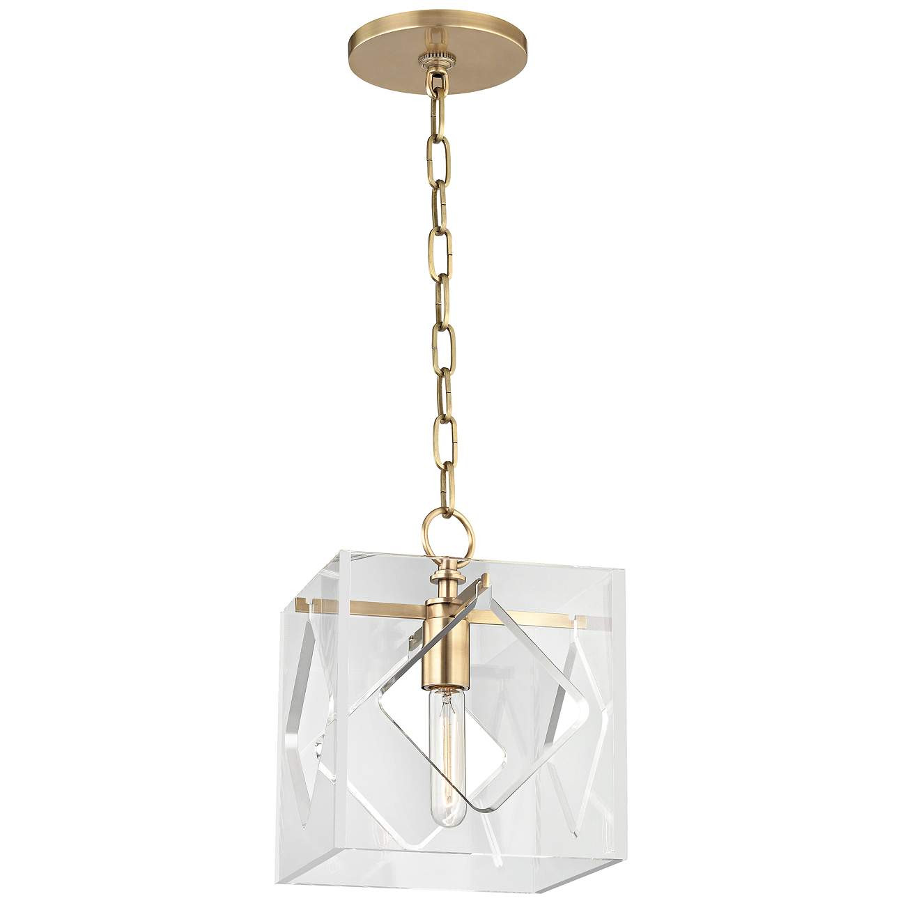 Hudson Valley Travis 9"W Aged Brass Acrylic Mini Pendant | Lamps Plus