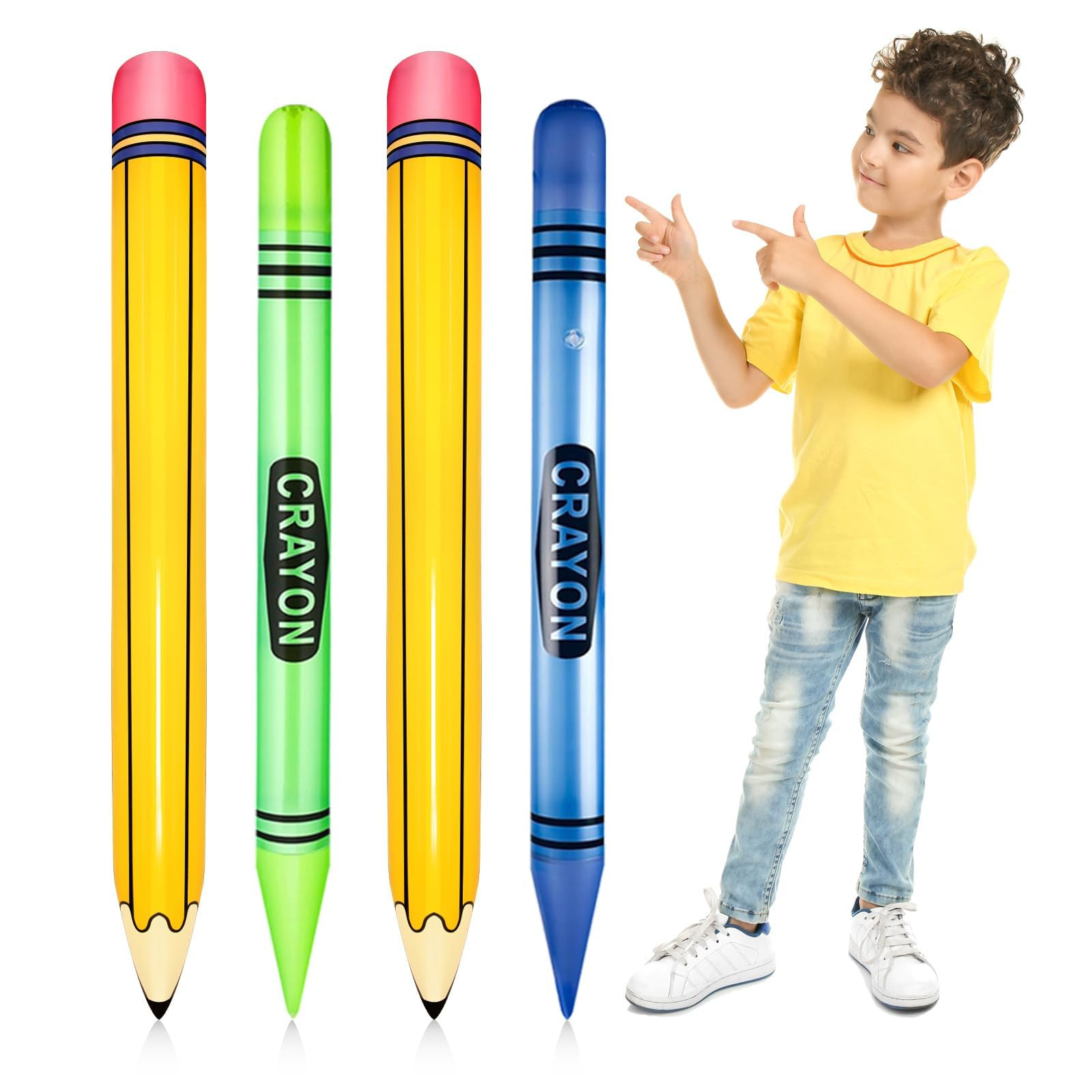 4 Pieces Giant Inflatable Crayon Pencil Balloon Set for Back to School Party Decoration - Classro... | Amazon (US)