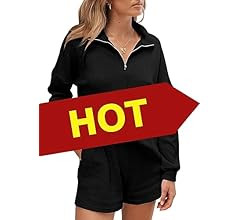 Aleumdr Women's 2 Piece Outfits Zipper Waffle Knit Lounge Sets 2023 Fashion Long Sleeve Shorts Ma... | Amazon (US)
