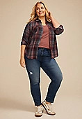 Plus Size Pucker Plaid Button Down Shirt | Maurices