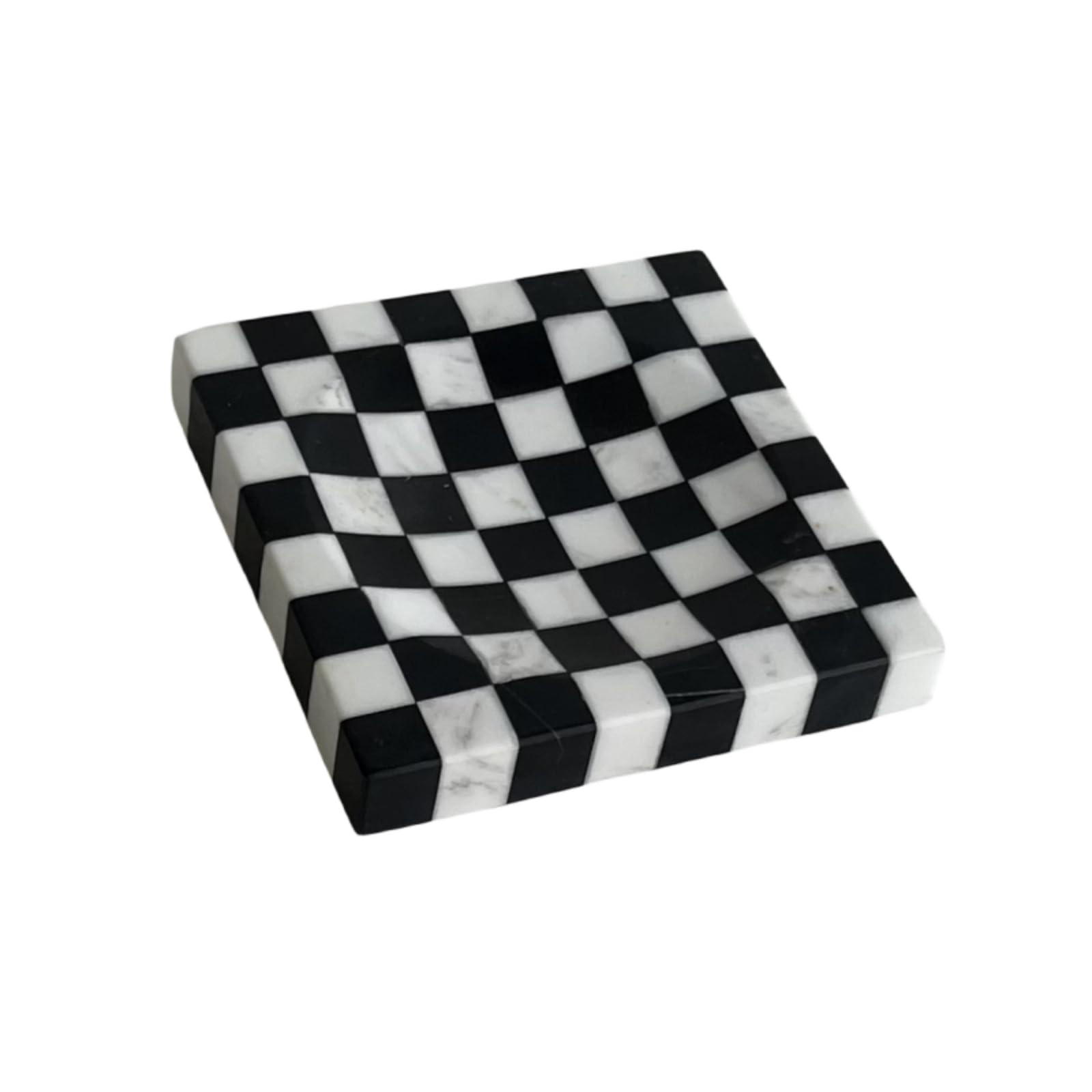 Marble Stone Black and White Checkerboard Square Small Splicing Mosaic Tray Jewelry Dish (Black a... | Amazon (US)