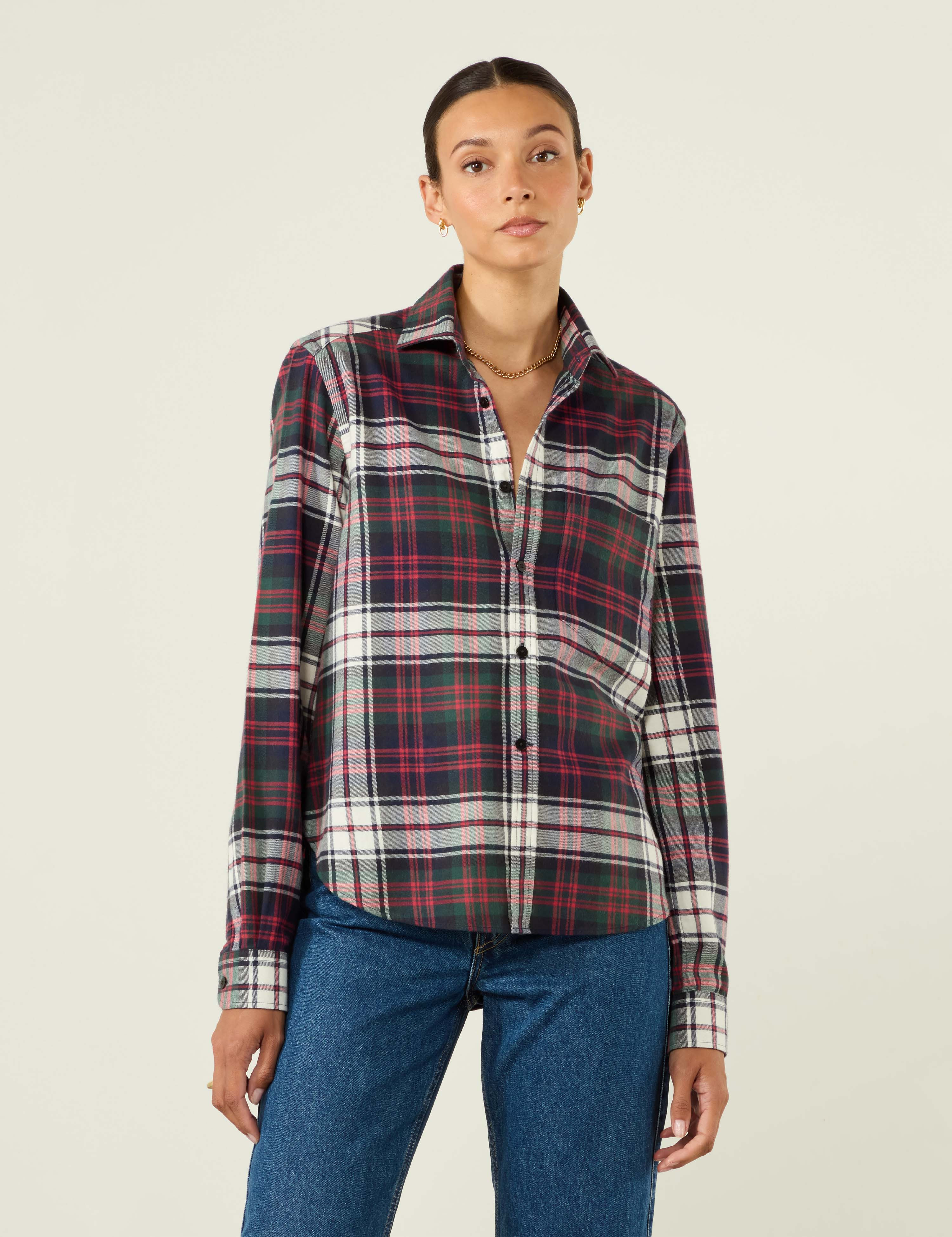 The Classic: Fine Brushed, White and Red Plaid | With Nothing Underneath