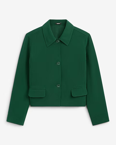 Signature Crepe Collared Jacket | Express