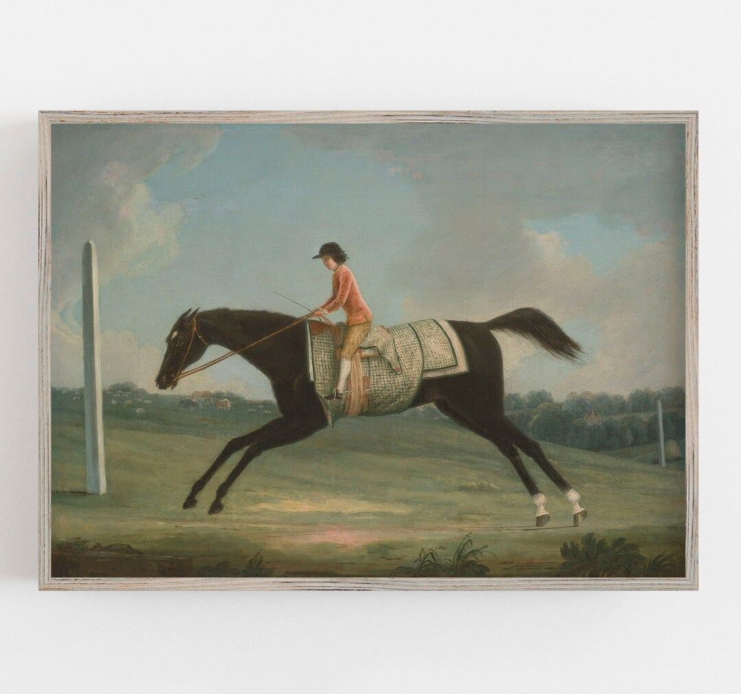 Horse Wall Art | Vintage Painting | Horseback Rider | Equestrian Art | Antique Wall Art | Cottage... | Etsy (US)