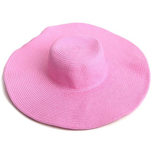 HDE Women's Floppy Packable Wide Brim Sun Shade Derby Beach Straw Hat (Pink) | Amazon (US)