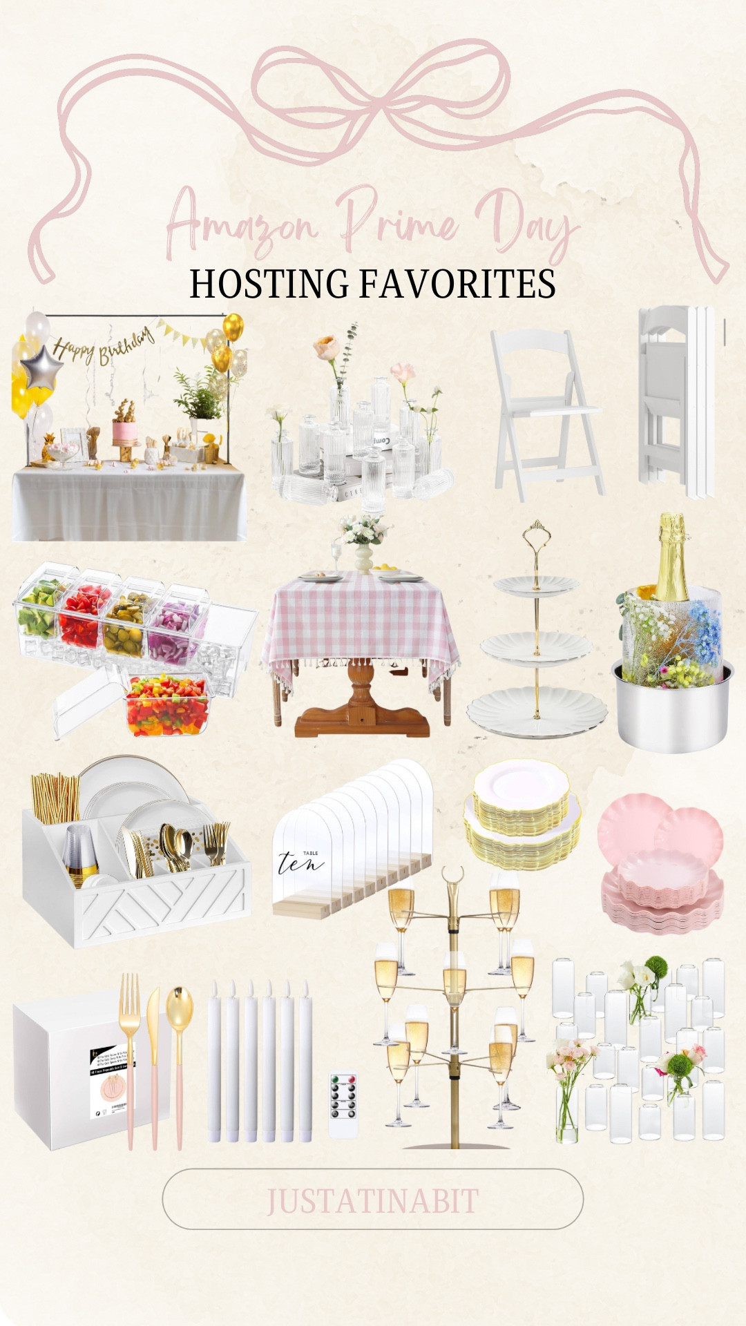 Amazon Prime Day - Hosting Favorites! 

Over the rod, champagne tower, tiered tower, plates, acrylic sign, silverware, battery operated candles, cake stand, bud vases, chairs, tablecloth, condiment candy containers, ice mold bucket, paper plate dispenser 

#LTKParties #LTKSaleAlert #LTKHome
