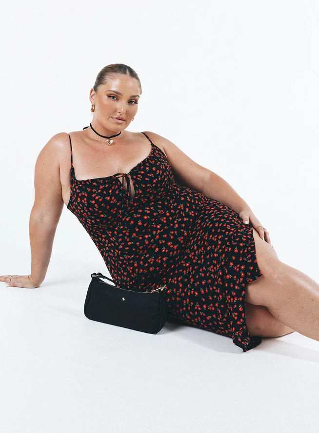 Noda Midi Dress Black Curve | Princess Polly US