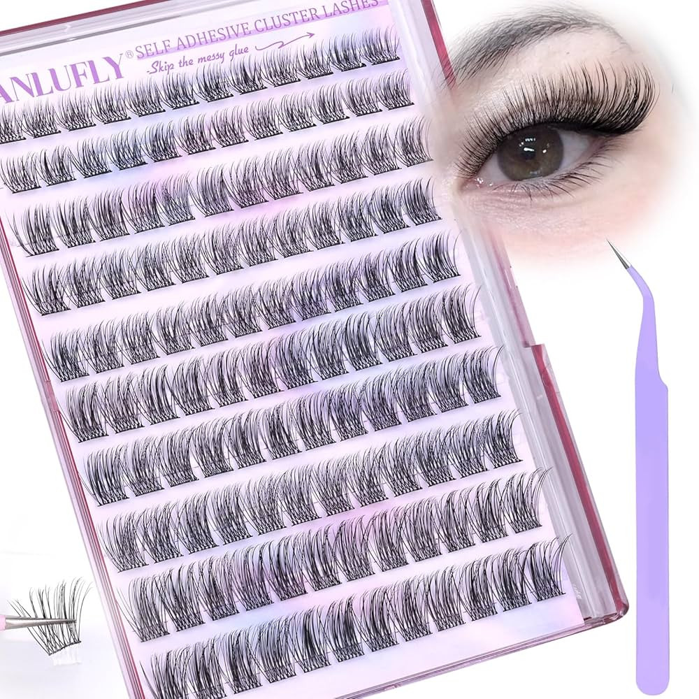 Self Adhesive Cluster Lashes Natural No Glue Eyelash Clusters Self Adhesive Individual Lashes wit... | Amazon (US)
