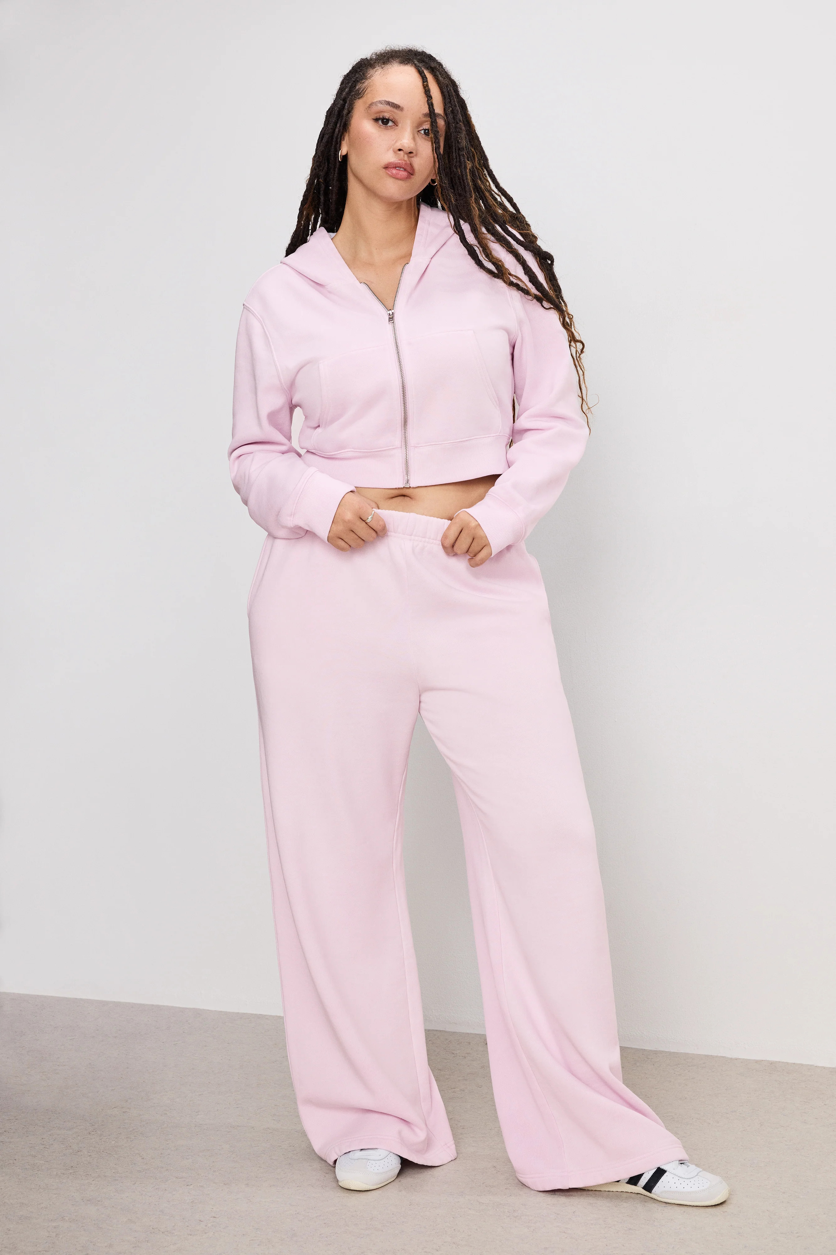BRUSHED FLEECE WIDE LEG SWEATPANTS | WASHED COTTON CANDY PINK001 - GOOD AMERICAN | Good American