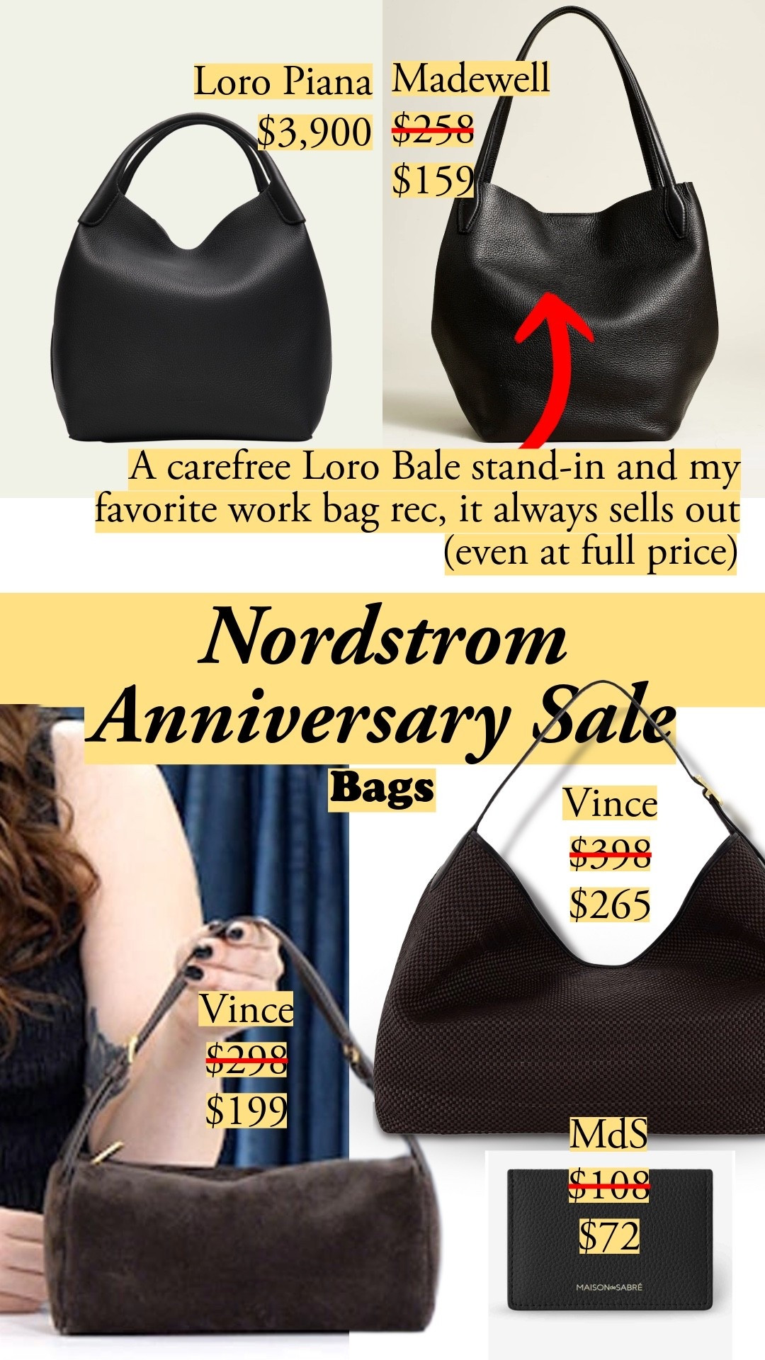 I'm so excited to see this Madewell tote at the sale! It is so impressive in person. The handles have padding you'd see at much higher prices, and the leather's texture reflects light beautifully. It's large enough for your work necessities, and it's cool enough to be your weekend time off bag, too. Great finds from Vince, COS, Reiss, and another favorite: Maison de Sabré, who use full grain leather – the top tier.

#LTKootd #LTKSaleAlert