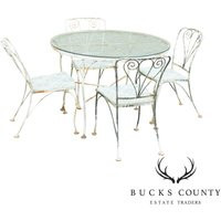 Vintage 5 Piece Wrought Iron Table + Chairs, Garden Dining Set | Etsy (US)