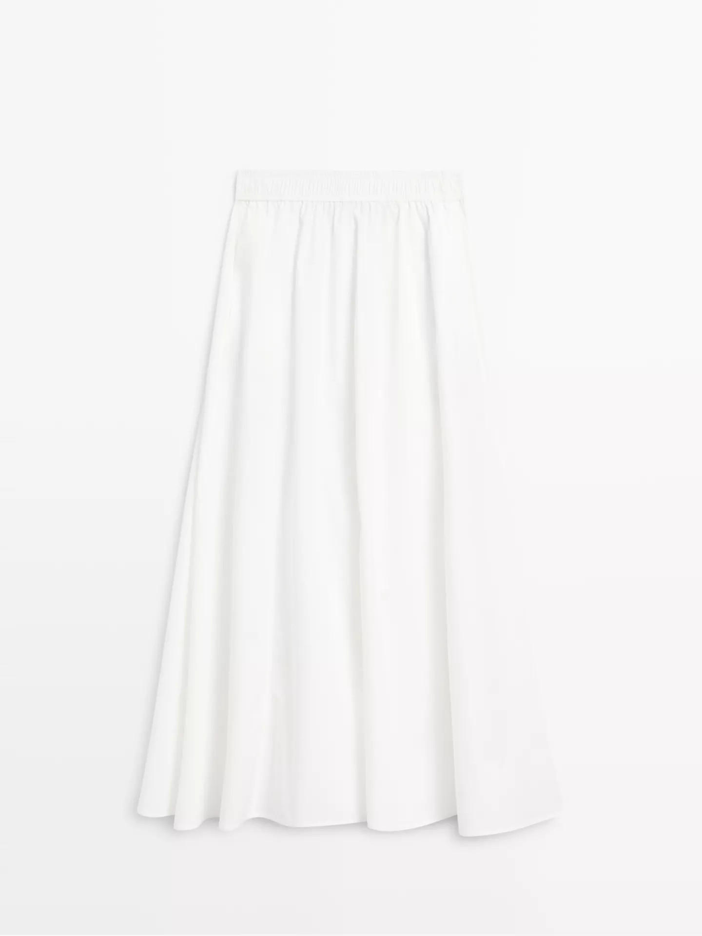 Long gathered poplin skirt | Massimo Dutti UK