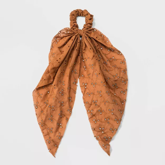 Eyelet Fabric Floral Tail Hair Twister - Universal Thread™ Brown | Target