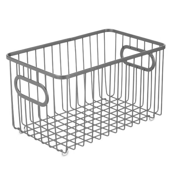 mDesign Metal Kitchen Pantry Food Storage Basket Bin, 10" Long, 4 Pack | Target