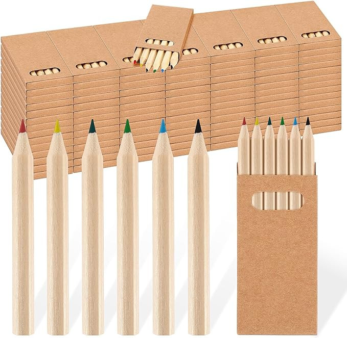 100 Packs Mini Drawing Colored Pencils for Kids 3.5 Inch Portable Short Fat 6 Different Color Pen... | Amazon (US)