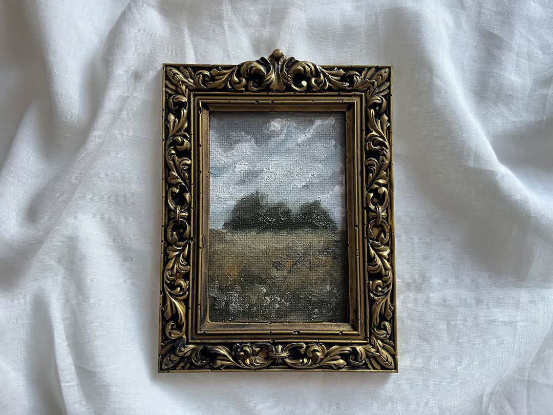 Vintage Golden Framed Oil Painting Landscape, Original and Authentic Hand Painted French Countrys... | Etsy (US)