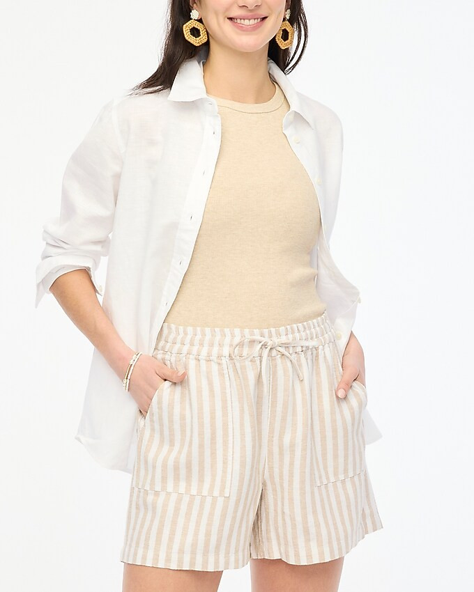Striped linen-blend drawstring short | J.Crew Factory